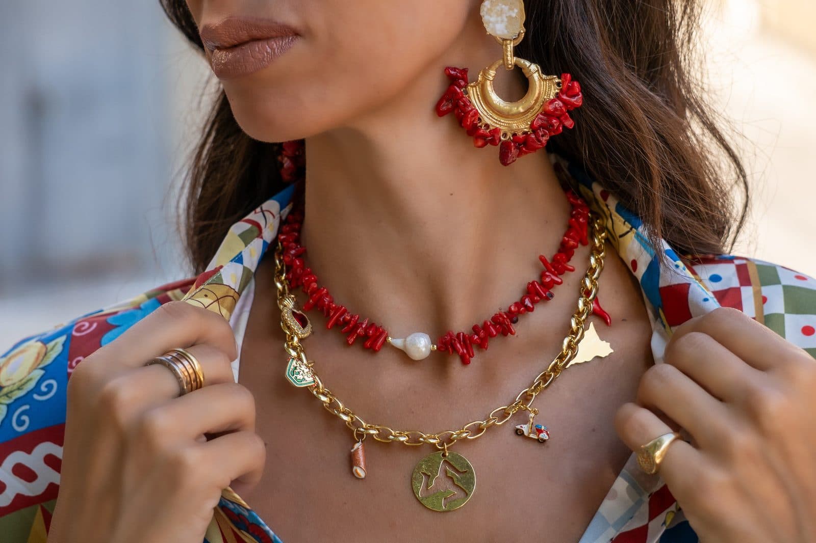 Coral and gold closeup